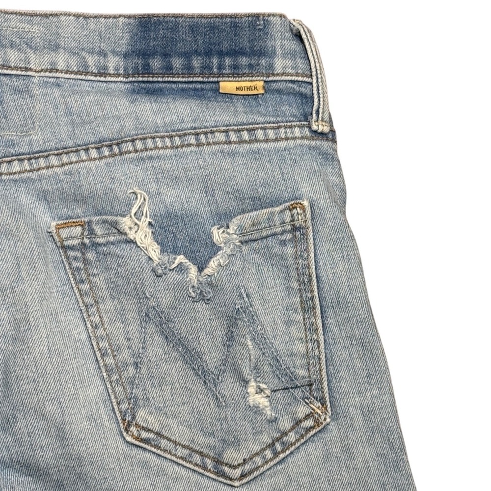 Mother Jeans Light Blue Distressed Slim Straight‎ High Rise Mother Denim Size 27